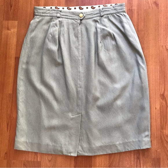 APERITIVE by WERNER | Vintage Tailored 100% Silk Green Mini Skirt Size 10 - Picture 13 of 15